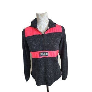 Pink Sweatshirt Hoodie Victoria's Secret 1/2 Zip Black & Pink Women's XS